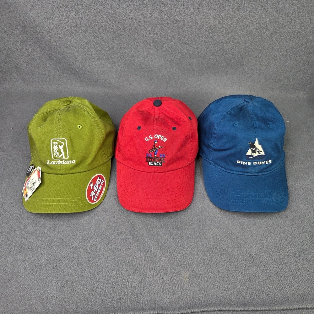 Lot of 3 TPC US Open Golf Hats PGA Multicolor Adjustable OSFA Pine Dunes NEW